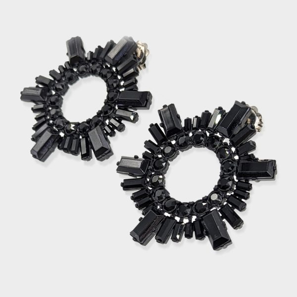 Amina Muaddi Begum Crystal Embellished Earrings Black