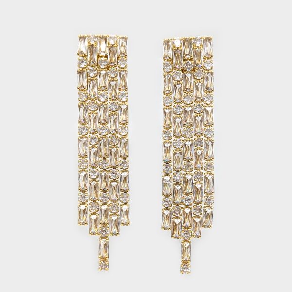 Celeste Starre Studio 54 Waterfall Crystal Earrings Gold