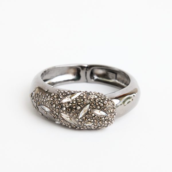 Alexis Bittar Crystal Embellished Hinged Bangle Silver