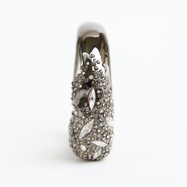 Alexis Bittar Crystal Embellished Hinged Bangle Silver