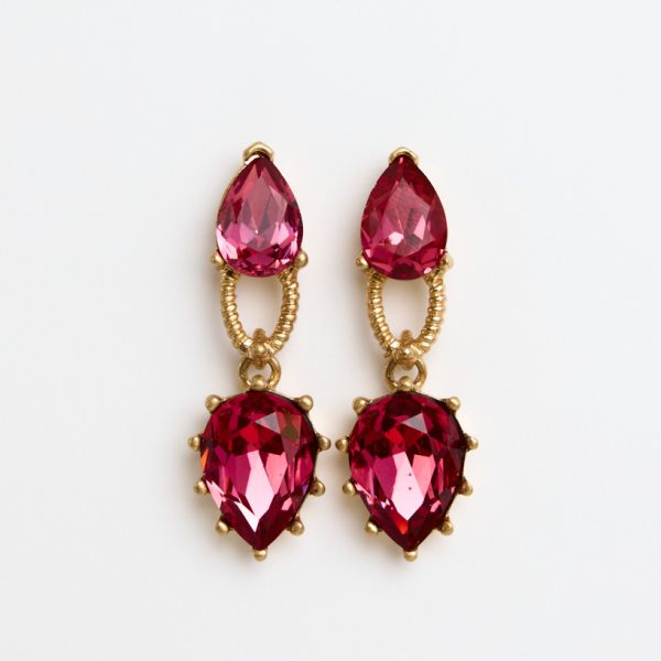 Oscar De La Renta Pink Drop Earrings