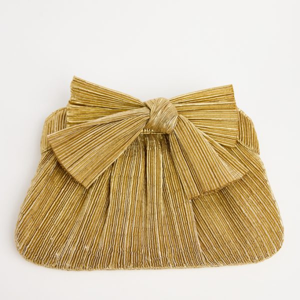 Loeffler Randall Rayne bow clutch Gold