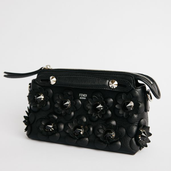 Fendi Leather Flowerland Studded By The Way Bag Black