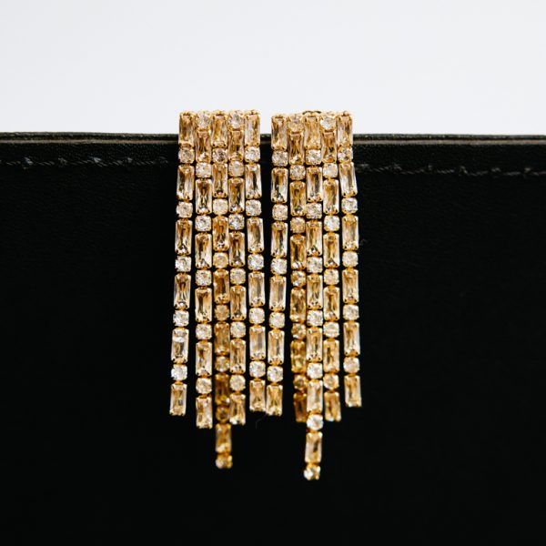 Celeste Starre Studio 54 Waterfall Crystal Earrings Gold