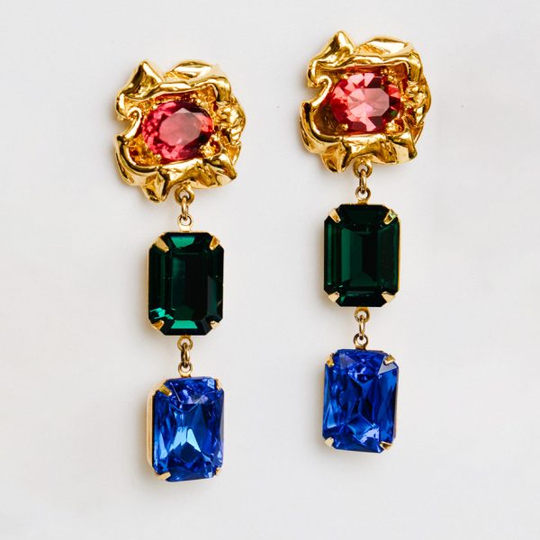 Sterling King Ada multi-coloured crystal earrings