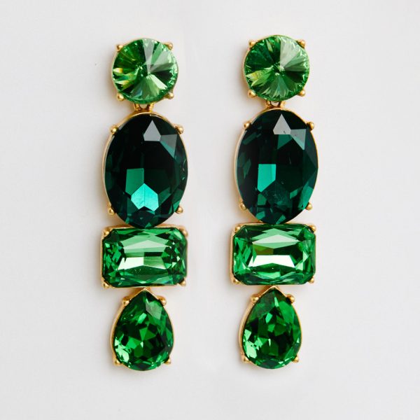 Oscar de la Renta green crystal earrings