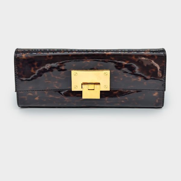 Stuart Weitzman Vintage Tortoise Shell Patent Clutch